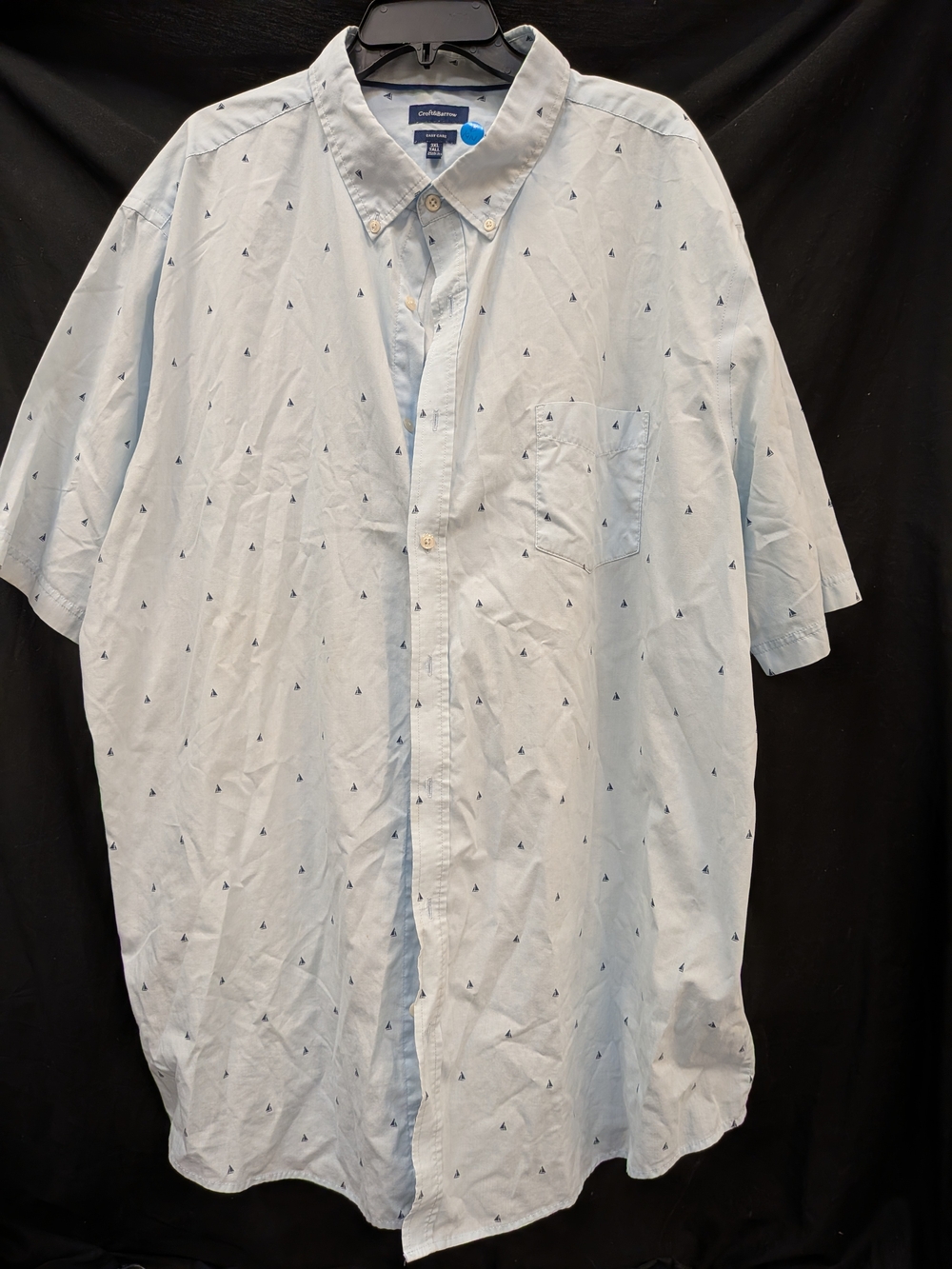 Goodfellow & Co Light Blue Short-Sleeve Button-Down with Navy Micro Print